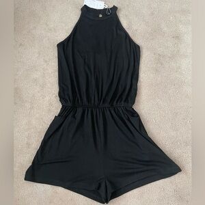 NWT New Summer Halter Neck Elastic Waist Shorts Jumpsuit Romper with Pockets